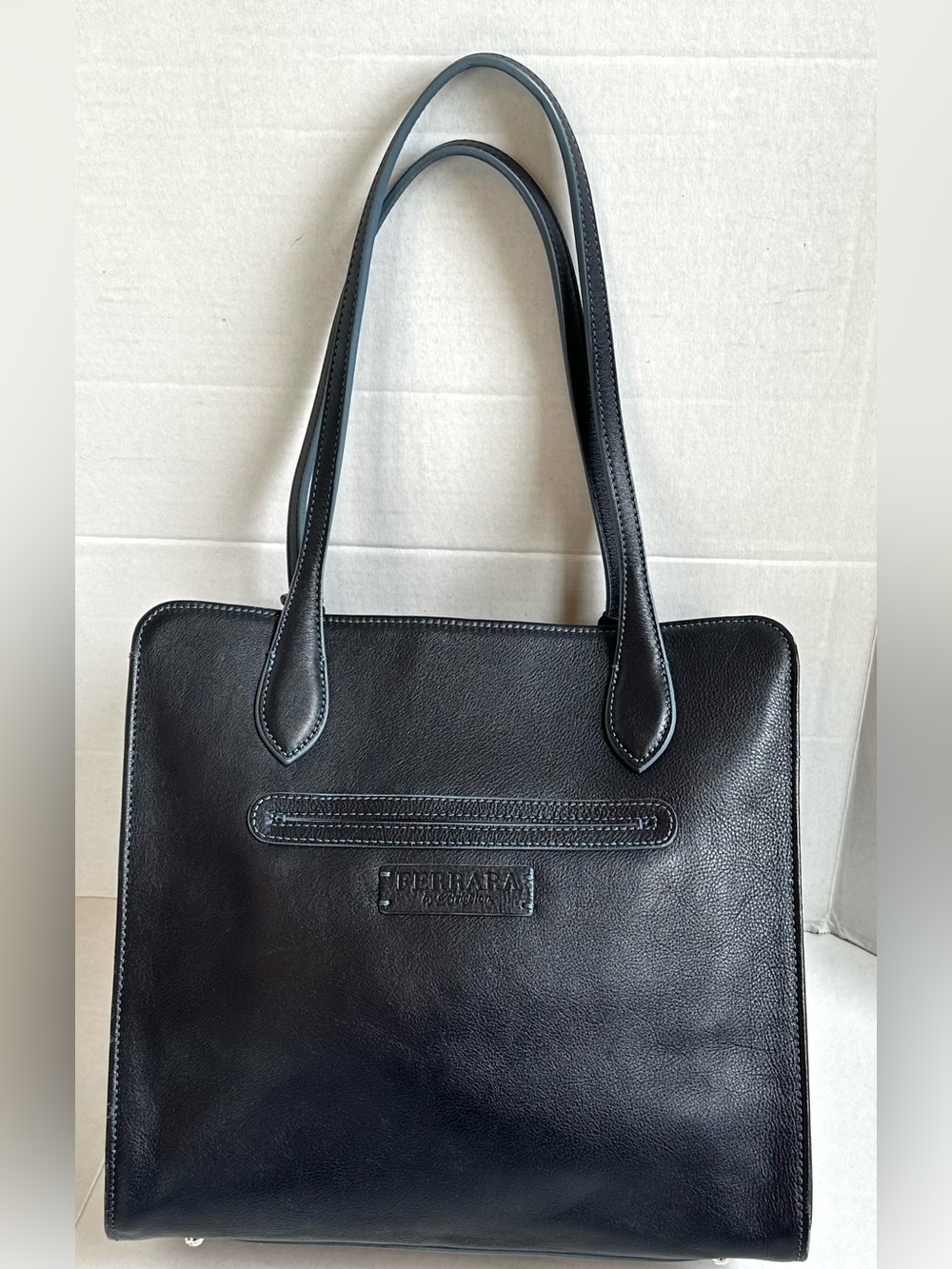 Ferrara by Brighton Navy Italian Leather Large Classic Chic Tote Bag Tassel - Picture 5 of 12
